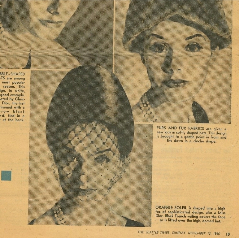 VTG 60s Miss Dior Structured Gumdrop Hat - Picture 7 of 13